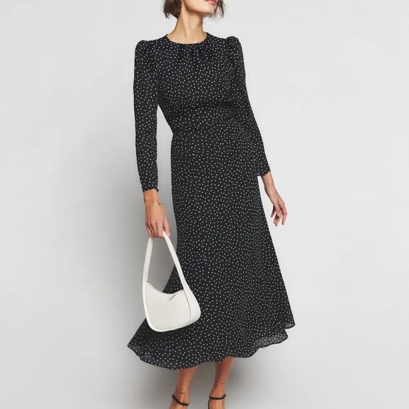 Reformation Lysander Dress Black - Size 10 - Picture 4 of 8